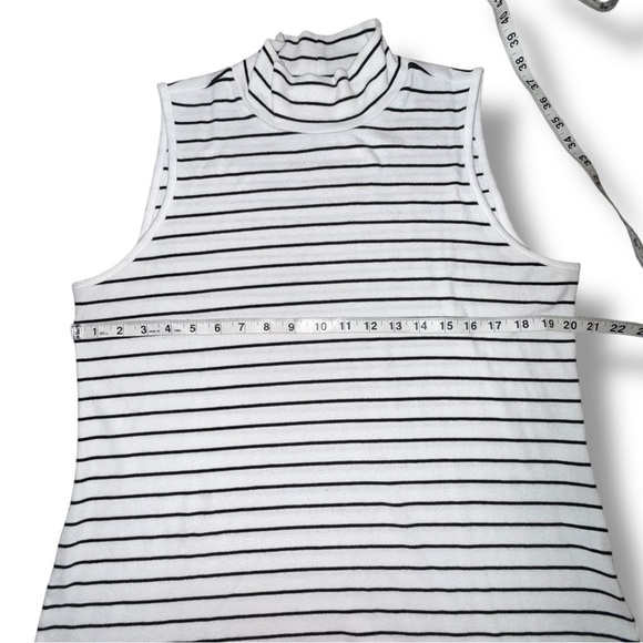 LANE BRYANT Mock Neck Ribbed Tank Classic Sleeveless - 18/20 White/ Black Stripe - Picture 9 of 14